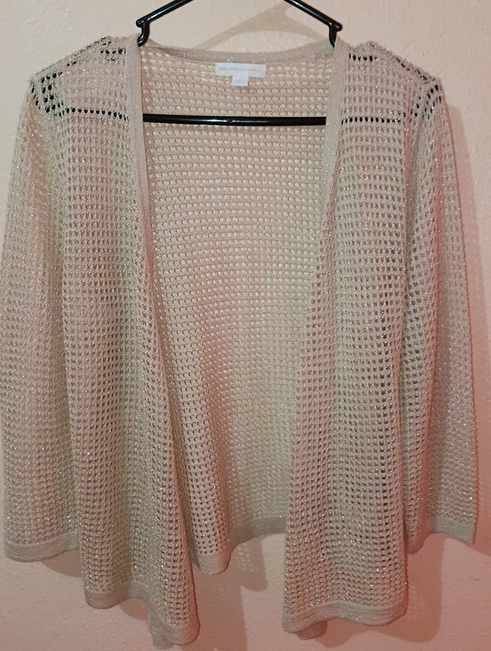 New York & Company Size Large Glitter The Gold Cardigan